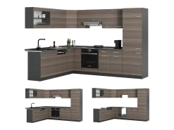 Cocina esquinera gris noble/antracita 287x46x81.6 r-line