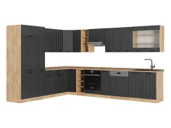 Cocina esquinera gris oscuro 347x60x81.6 fame-line