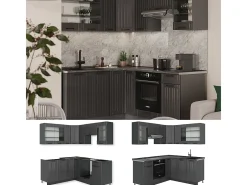 Cocina esquinera gris oscuro 190x60x81.6 fame-line