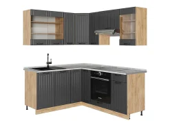 Cocina esquinera gris oscuro 190x60x81.6 fame-line