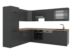Cocina esquinera gris oscuro 287x60x81.6 fame-line