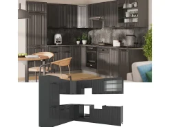 Cocina esquinera gris oscuro 287x60x81.6 fame-line