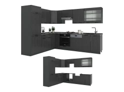 Cocina esquinera gris oscuro 287x60x81.6 fame-line