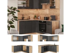 Cocina esquinera gris oscuro 190x46x81.6 fame-line