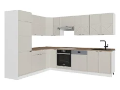 Cocina esquinera gris/beige/blanco 287x60x81.6 fame-line