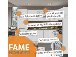 Cocina esquinera gris/beige/antracita 190x60x81.6 fame-line