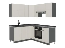Cocina esquinera gris/beige/antracita 190x60x81.6 fame-line