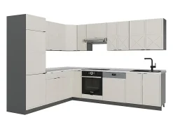 Cocina esquinera gris/beige/antracita 287x60x81.6 fame-line