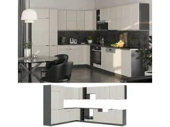 Cocina esquinera gris/beige/antracita 347x46x81.6 fame-line