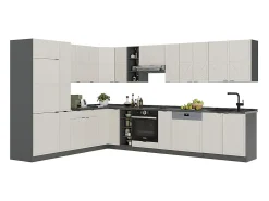 Cocina esquinera gris/beige/antracita 347x46x81.6 fame-line