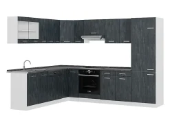 Cocina esquinera hormigón negro/blanco 287x60x81.6 r-line