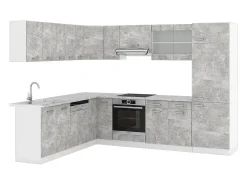 Cocina esquinera hormigón 287x60x81.6 r-line