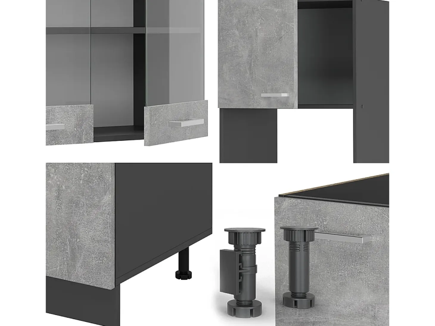 Cocina esquinera hormigón/antracita 247x60x81.6 r-line