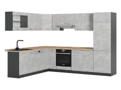 Cocina esquinera hormigón/antracita 287x46x81.6 r-line