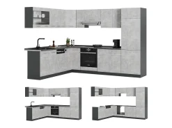 Cocina esquinera hormigón/antracita 287x46x81.6 r-line