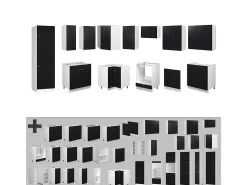 Cocina esquinera negro a rayas/blanco 287x46x81.6 fame-line