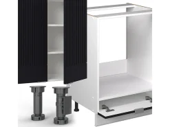 Cocina esquinera negro a rayas/blanco 347x46x81.6 fame-line