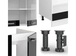 Cocina esquinera negro brillo/blanco 287x46x81.6 r-line
