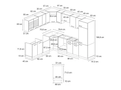 Cocina esquinera oro potencia roble/blanco 287x60x81.6 r-line