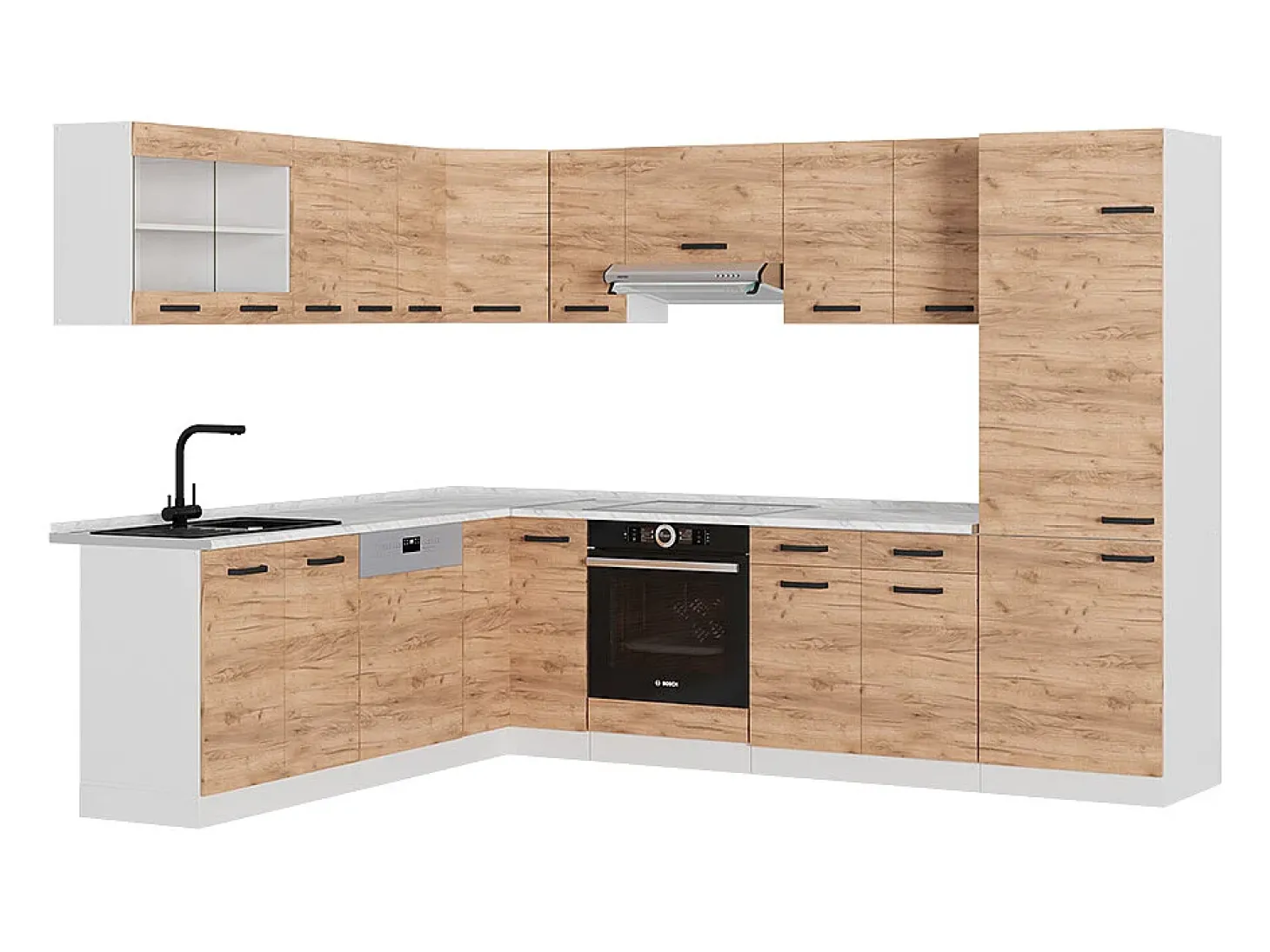 Cocina esquinera oro potencia roble/blanco 287x60x81.6 r-line