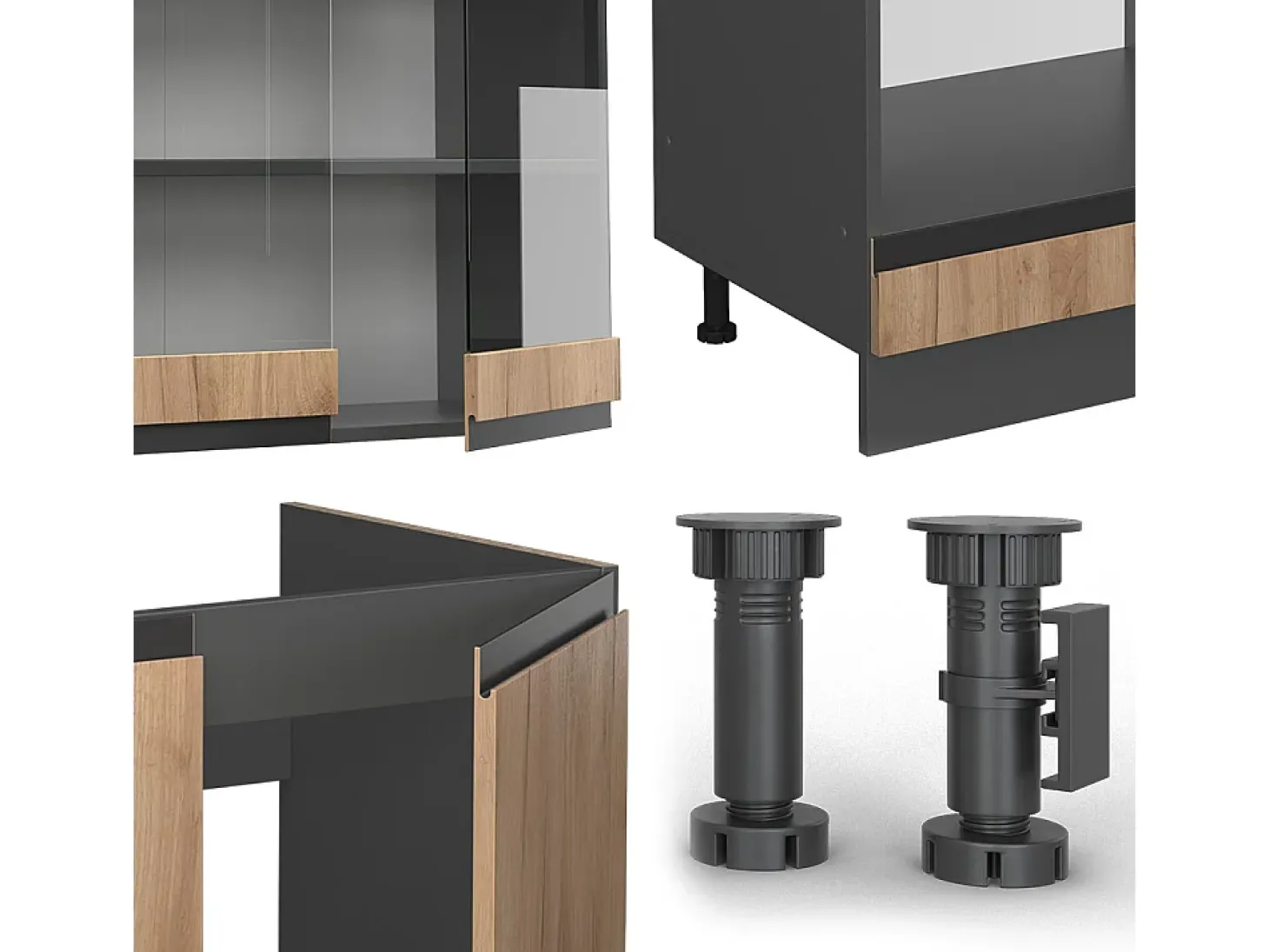 Cocina esquinera oro power roble/antracita 277x60x81.6 r-line