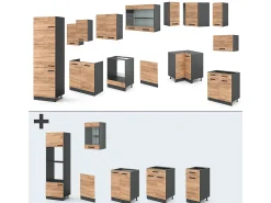 Cocina esquinera oro power roble/antracita 287x46x81.6 r-line