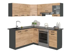 Cocina esquinera oro power roble/antracita 190x46x81.6 rick