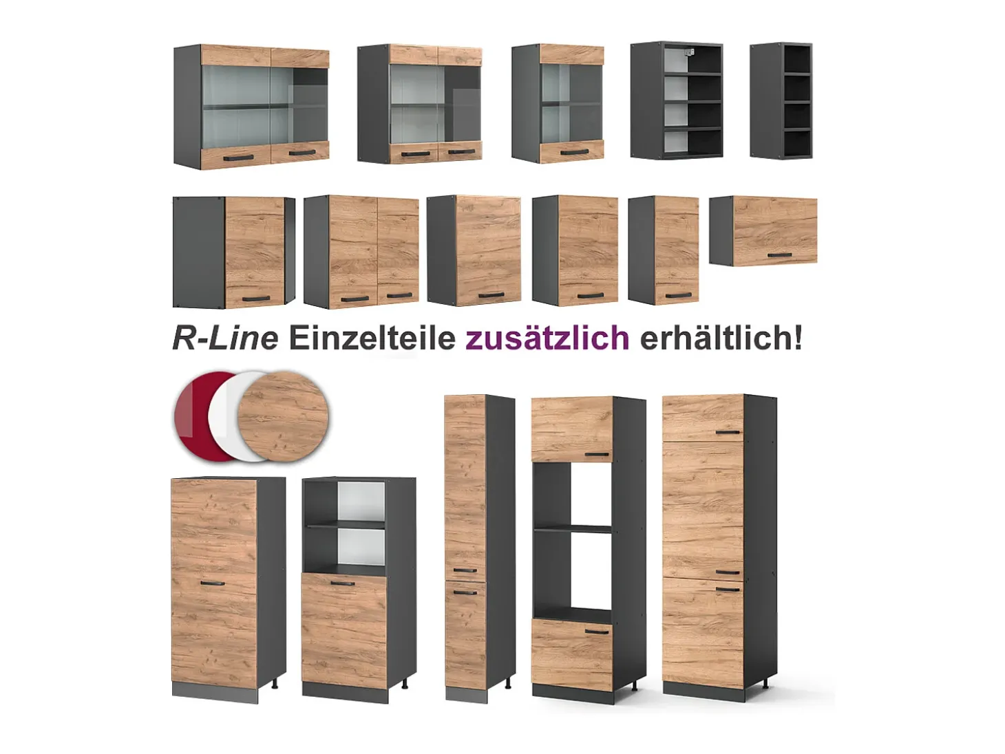 Cocina esquinera oro power roble/antracita 190x46x81.6 rick