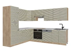 Cocina esquinera panel de roble/roble goldkraft 287x46x81.6 fame-line