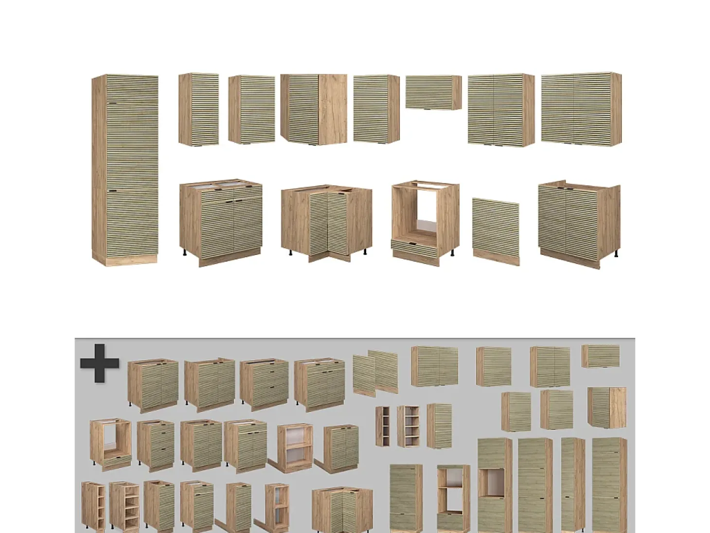 Cocina esquinera panel de roble/roble goldkraft 287x46x81.6 fame-line