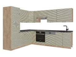 Cocina esquinera panel de roble/roble goldkraft 227x60x81.6 fame-line