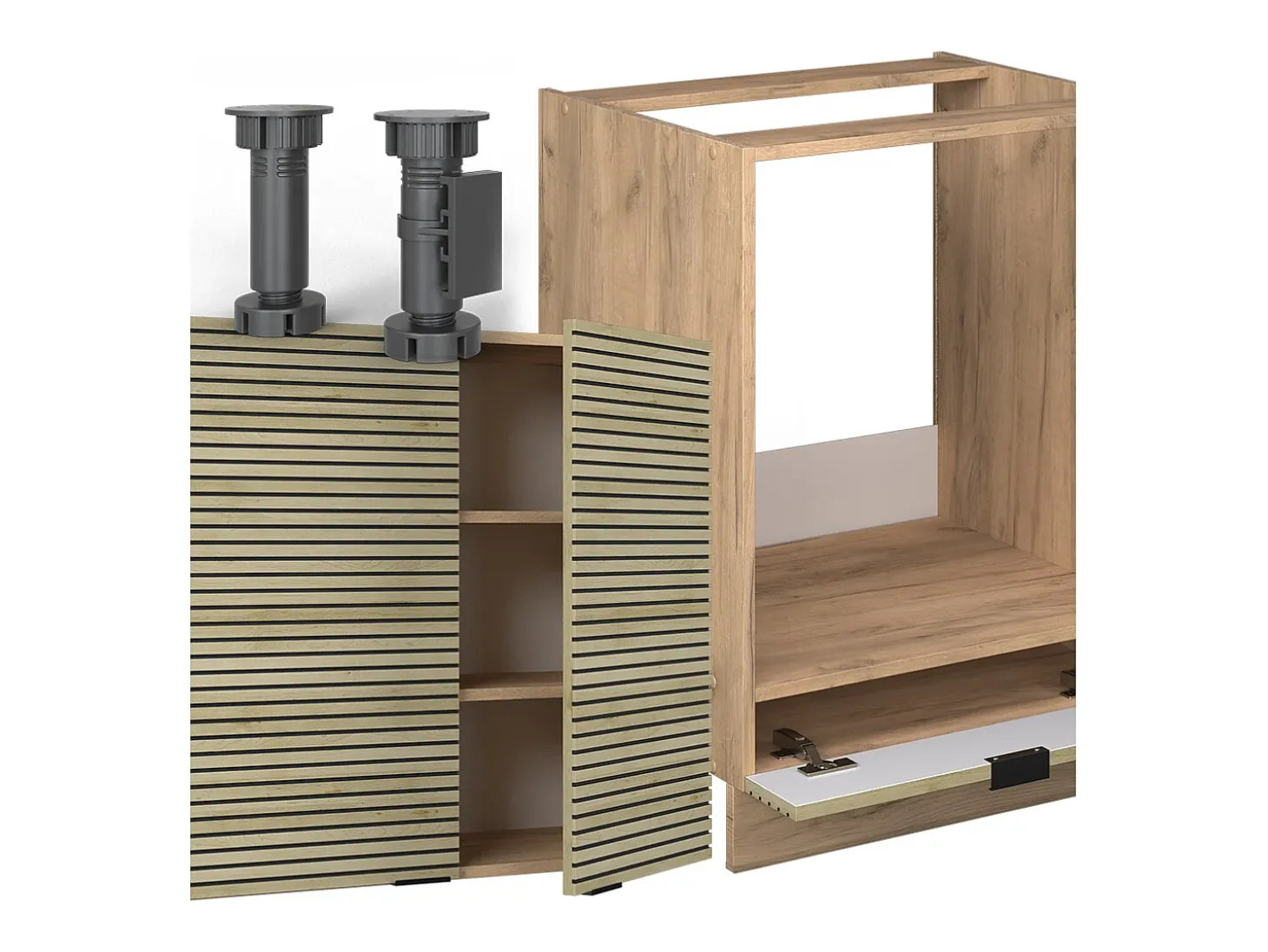 Cocina esquinera panel de roble/roble goldkraft 227x60x81.6 fame-line