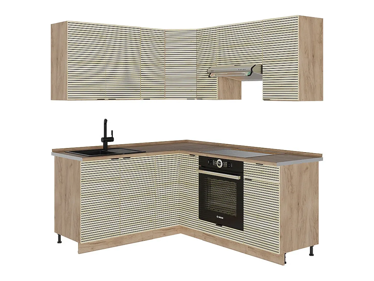Cocina esquinera panel de roble/roble goldkraft 190x60x81.6 fame-line