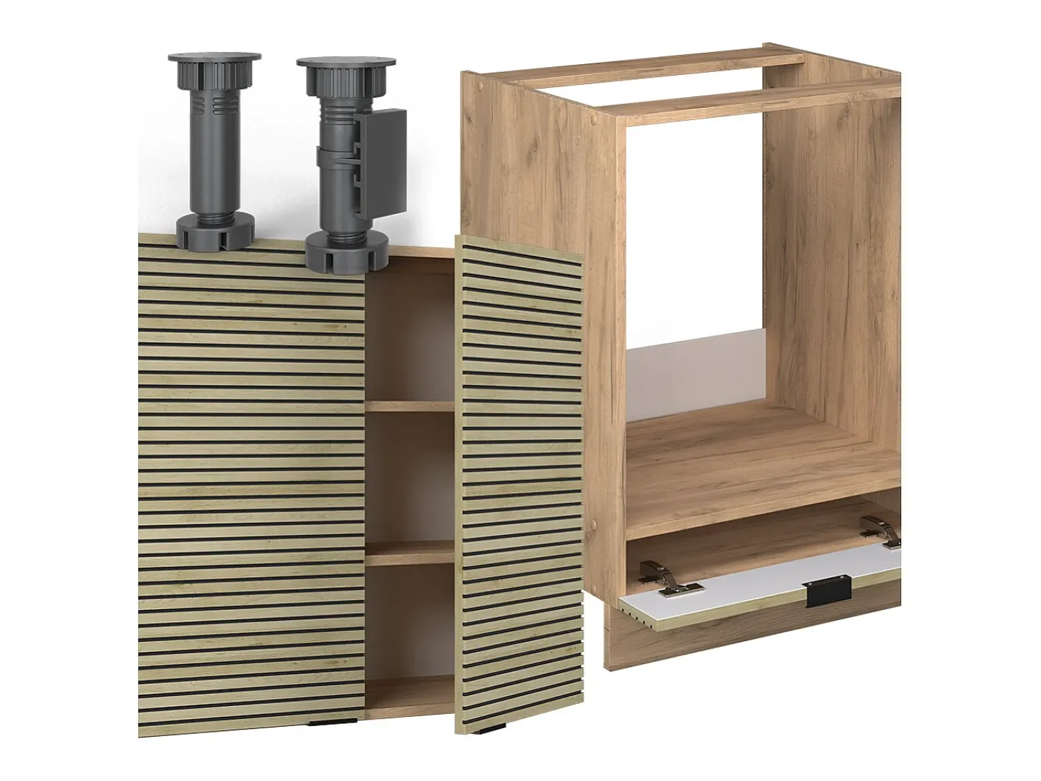 Cocina esquinera panel de roble/roble goldkraft 190x60x81.6 fame-line