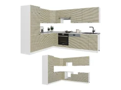 Cocina esquinera panel roble/blanco 287x60x81.6 fame-line