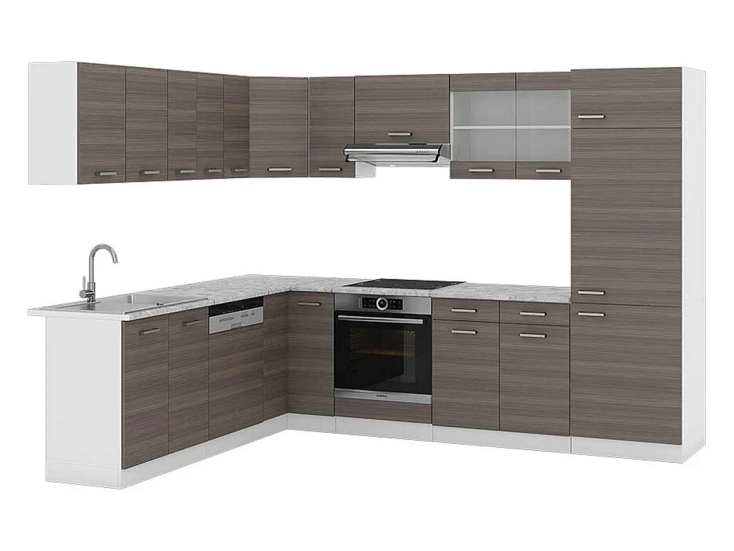 Cocina esquinera precioso gris/blanco 287x46x81.6 r-line