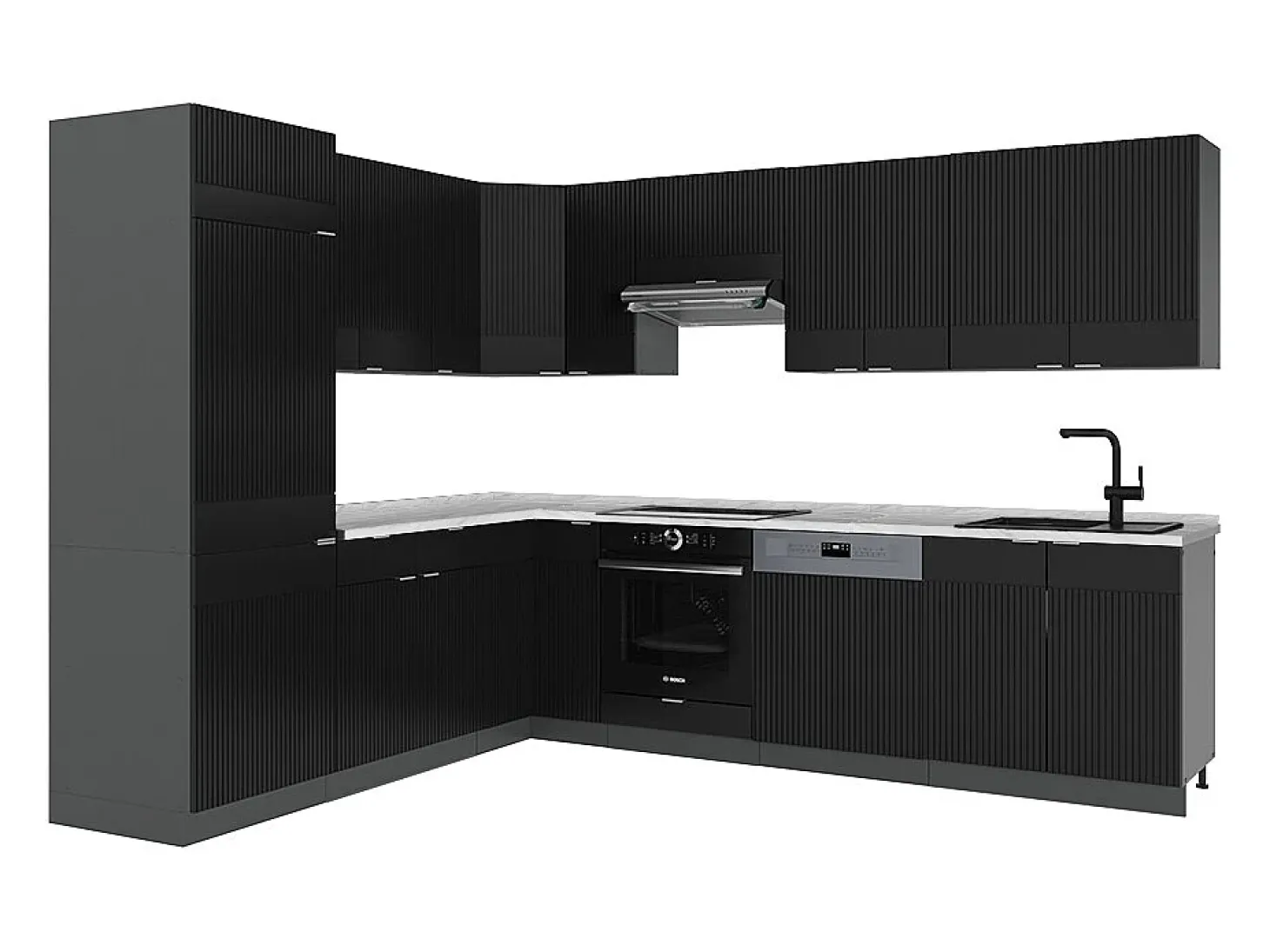 Cocina esquinera rayas negras/antracita 287x60x81.6 fame-line