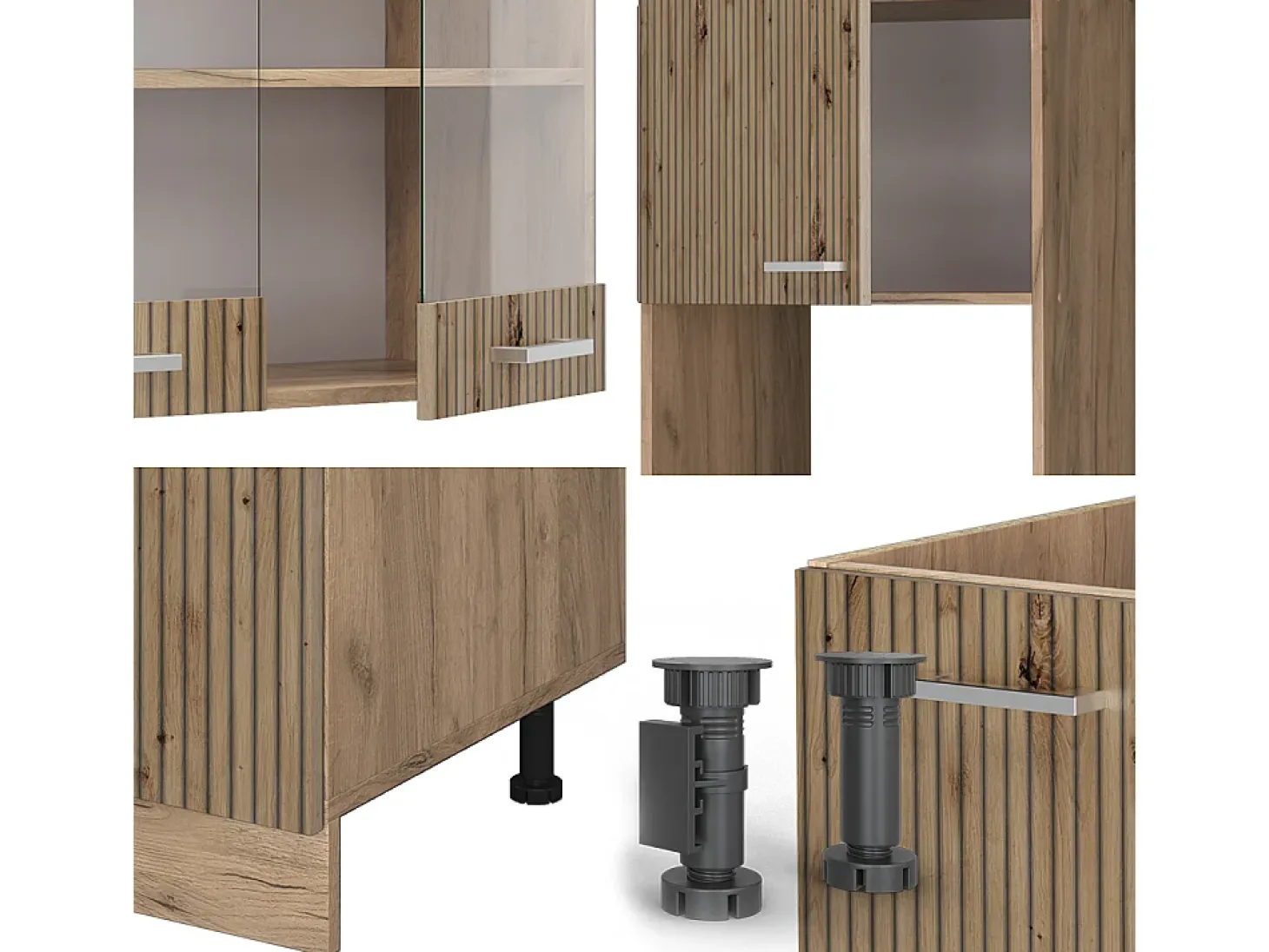 Cocina esquinera roble artesanal/roble dorado 247x60x81.6 r-line