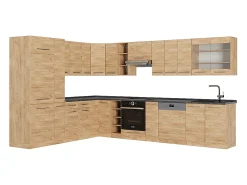 Cocina esquinera roble dorado 347x46x81.6 fame-line