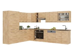 Cocina esquinera roble dorado 347x46x81.6 fame-line