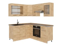 Cocina esquinera roble dorado 190x60x81.6 fame-line