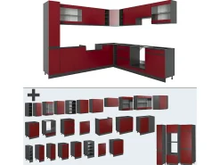Cocina esquinera rojo/antracita 277x60x81.6 r-line