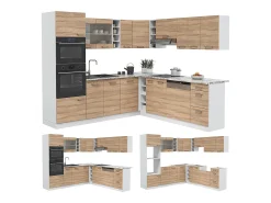 Cocina esquinera sonoma/blanco 247x46x81.6 r-line