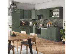 Cocina esquinera verde-dorado casa de campo/antracita 287x60x81.6 fame-line