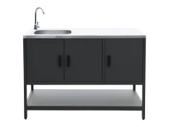 Cocina exterior de 3 módulos en acero inoxidable negro