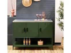 Cocina exterior de acero 3 puertas y 1 estante, 120cm verde