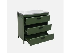 Cocina exterior de acero 3 cajones, 80cm verde