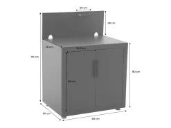 Cocina exterior de acero 2 puertas 1 gancho, 80cm negro