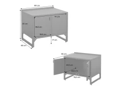 Cocina exterior de acero, 2 puertas, 80cm negro