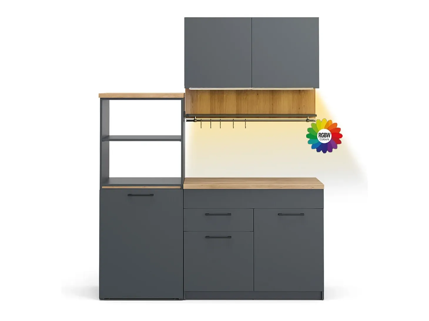 Cocina individual antracita 160x60x81.6 egbert